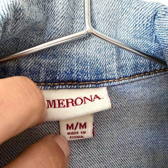 Merona Blue Denim Vest Jean Jacket Women's Medium - Picture 4 of 5